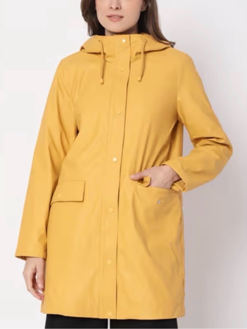 VERO MODA Rain Coat Mustard Yellow Hooded Trench Coat